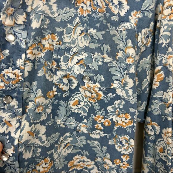 Vintage Sears Authentic Western Wear Pearl Snap Floral Button Down Shirt Size L - Picture 5 of 11